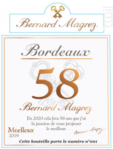 BM 58 moelleux Bordeaux - Bernard Magrez - 2019 - Blanc