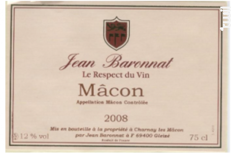 Mâcon - Baronnat Jean - 2015 - Rouge