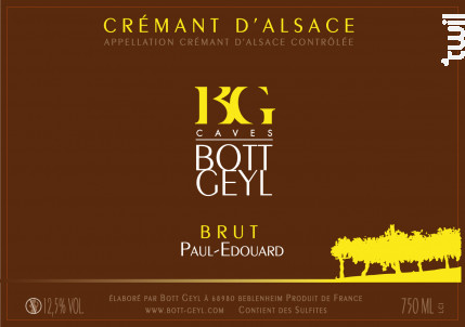 Crémant d'Alsace Paul Edouard Extra-Brut - Domaine BOTT GEYL - Non millésimé - Effervescent