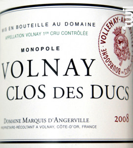 Volnay Premier Cru Clos des Ducs - Domaine Marquis d'Angerville - 2018 - Rouge