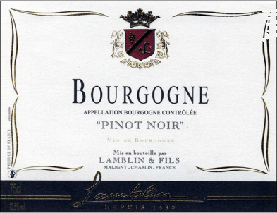 Bourgogne Pinot Noir - Domaine Lamblin et Fils - 2017 - Rouge