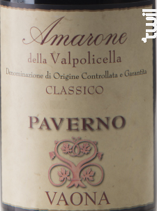 Amarone Classico Paverno - Vaona - 2014 - Rouge