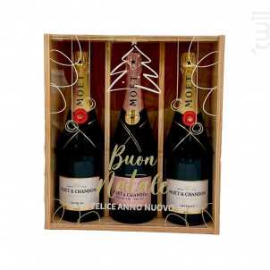 Coffret Cadeau Bois - Vitre Sapin - 2 Brut & 1 Rosé - Moët & Chandon - Non millésimé - Effervescent