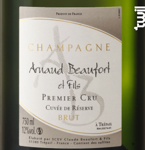 Premier Cru Cuvée de Réserve Brut - Champagne Arnaud Beaufort & Fils - Non millésimé - Effervescent
