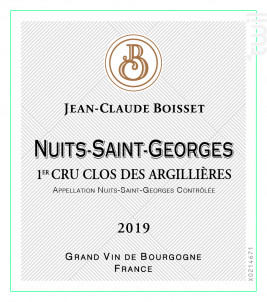 NUITS SAINT GEORGES 1ER CRU CLOS DES ARGILLIERES - Jean-Claude Boisset - 2019 - Rouge