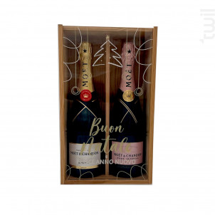 Coffret Cadeau Bois - Vitre Sapin - 1 Brut & 1 Rosé - Moët & Chandon - Non millésimé - Effervescent