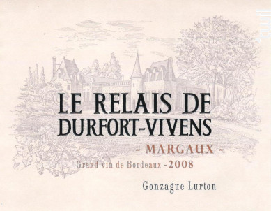 Relais de Durfort-Vivens - Château Durfort-Vivens - 2008 - Rouge