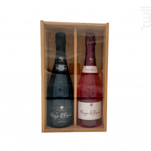 Coffret Cadeau Bois - Vitre Transparente - 2 Brut - Champagne Marquis de Pomereuil - Non millésimé - Effervescent