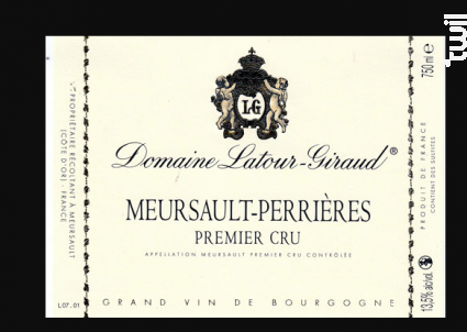 Meursault 1er Cru Perrières - Domaine Latour-Giraud - 2013 - Blanc