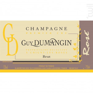 Brut Rosé 1er Cru - Champagne Guy Dumangin - Non millésimé - Effervescent