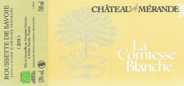 La Comtesse Blanche - Château de Mérande - 2020 - Blanc