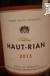 Château Haut-Rian Côtes de Bordeaux - Château Haut-Rian - 2020 - Rouge