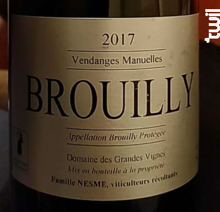 Brouilly Vendanges manuelles - Domaine des Grandes Vignes - 2003 - Rouge