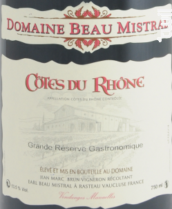 Grande Réserve Gastronomique - Domaine Beau Mistral - 2018 - Rouge