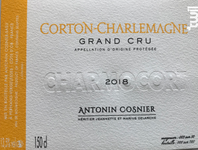 Corton-Charlemagne - Charmocort - Maison Antonin Cosnier - 2018 - Blanc