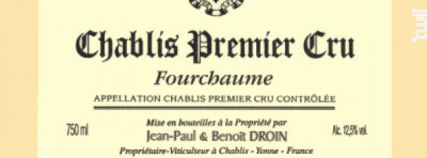 Jean Paul & Benoit Droin Chablis 1er Cru Fourchaume - Domaine Jean-Paul et Benoit Droin - 2015 - Blanc