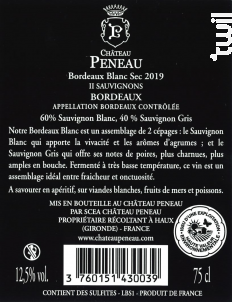 Château Peneau II Sauvignons - Château Peneau - 2020 - Blanc