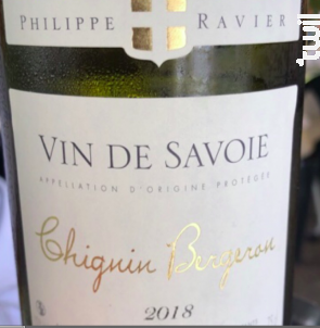 Chignin Bergeron - Domaine RAVIER Sylvain et Philippe - 2020 - Blanc
