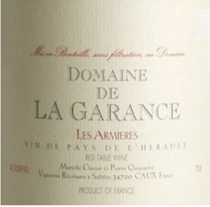 LES ARMIERES - DOMAINE DE LA GARANCE - 2021 - Rouge