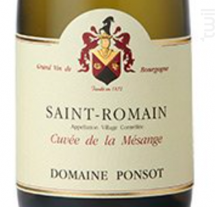 SAINT ROMAIN Cuvée de la Mésange - Domaine Ponsot - 2019 - Blanc