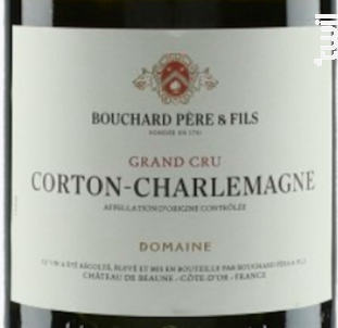 Corton Charlemagne Grand Cru  Blanc - Bouchard Père & Fils - 2008 - Blanc