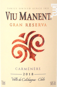 Gran reserva - carmenere - Viu Manent - 2019 - Rouge