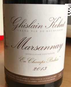 Marsannay En Champs Perdrix - Domaine Ghislain Kohut - 2014 - Rouge