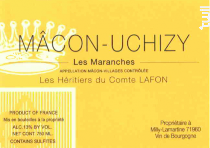 Mâcon-Uchizy Les Maranches - Domaine Les Héritiers du Comte Lafon - 2017 - Blanc