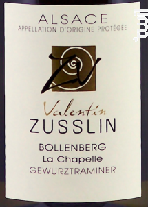 Gewurztraminer Bollenberg La Chapelle - Valentin Zusslin & fils - 2013 - Blanc