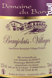 Beaujolais Villages - Domaine du Barvy - 2022 - Rouge