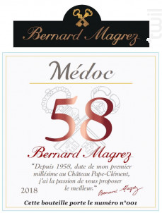 BM 58 Médoc - Bernard Magrez - 2019 - Rouge