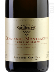 Carillon Clos Saint Jean  - Chassagne Montrachet 1er Cru - Domaine François Carillon - 2018 - Blanc