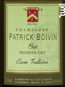 Cuvée Tradition 1999 - Blanc de Blancs - Champagne Patrick Boivin - 1999 - Effervescent