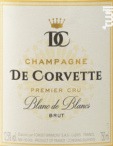 Blanc de Blancs - Premier cru - Champagne de Corvette - Non millésimé - Effervescent