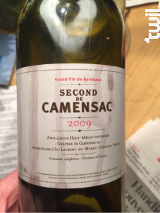 Second de Camensac - Château de Camensac - 2015 - Rouge