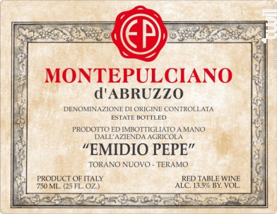 Montepulciano d'Abruzzo - Emidio Pepe - 2001 - Rouge