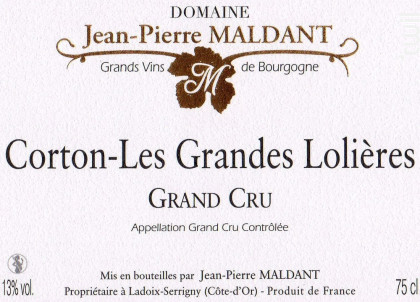 Corton-Les Grandes Lolières Grand-Cru - Domaine Maldant Jean-Pierre - 2001 - Rouge