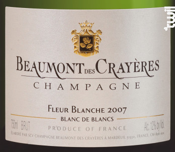 Fleur blanche - Blanc de blancs - Champagne Beaumont des Crayères - 2013 - Effervescent