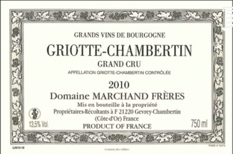 GRIOTTE CHAMBERTIN Grand Cru - Domaine Marchand Frères - 2022 - Rouge