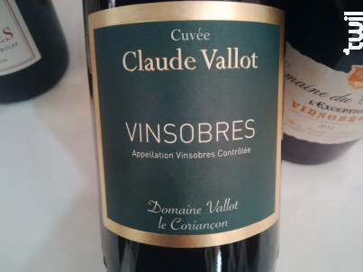 Cuvée Claude Vallot Vinsobres - Domaine VALLOT - Le Coriançon - 2013 - Rouge