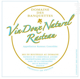 Vin Doux Naturel Rasteau (50cl) - Domaine des Banquettes - 2018 - Rouge