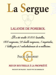 La Sergue - Vignobles Chatonnet - 2019 - Rouge