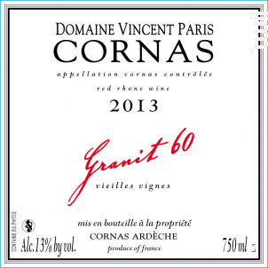 Granit 60 vieilles vignes - Domaine Vincent Paris - 2020 - Rouge