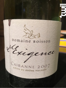L'Exigence - Domaine Boisson - 2019 - Rouge