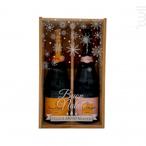 Coffret Cadeau Bois - Vitre Flocon - 1 Brut & 1 Rosé - Veuve Clicquot - Non millésimé - Effervescent