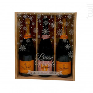 Coffret Cadeau Bois - Vitre Flocon - 2 Brut &1 Rosé - Veuve Clicquot - Non millésimé - Effervescent