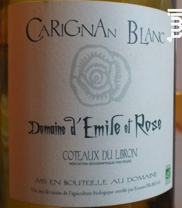 Carignan Blanc - Domaine d'Émile et Rose - 2020 - Blanc