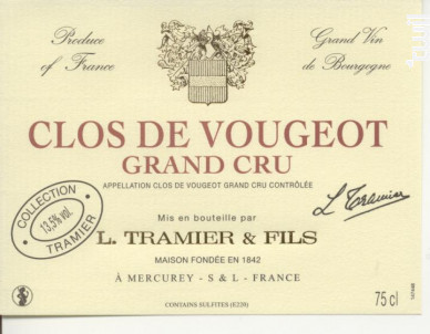Clos de Vougeot Grand Cru - Maison L. Tramier et Fils - 2011 - Rouge