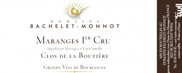 Maranges Premier Cru Clos de la Boutière - Domaine Bachelet-Monnot - 2015 - Rouge
