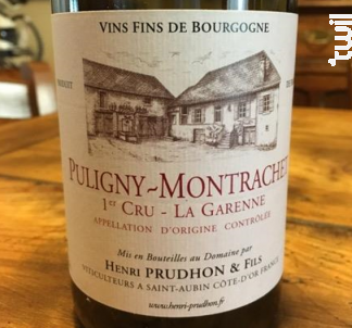 Puligny Montrachet 1er cru Garenne - Domaine Henri Prudhon & Fils - 2016 - Blanc